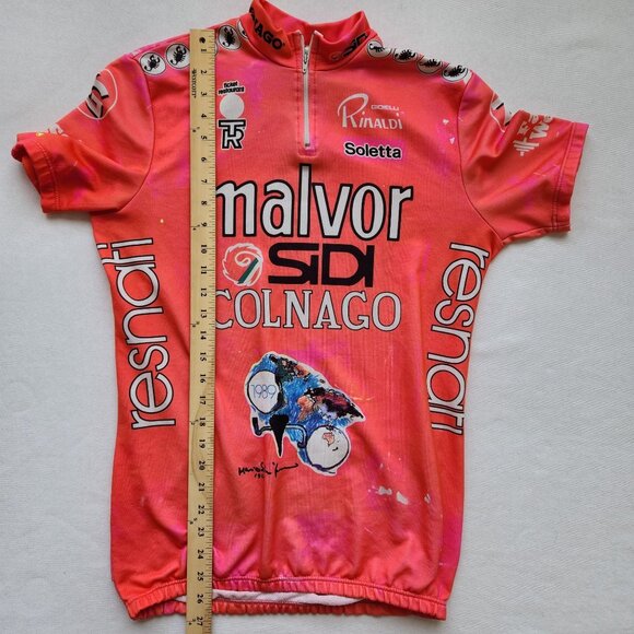 Vintage 1989 Malvor Sidi Colnago Cycling Jersey Pink Red Biking Racing Retro - Picture 8 of 8
